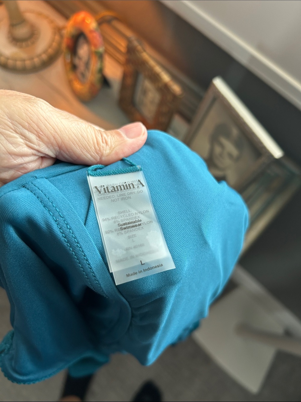 Vitamin A Ribbed One-Piece Swimsuit in Teal Large - Picture 4 of 4